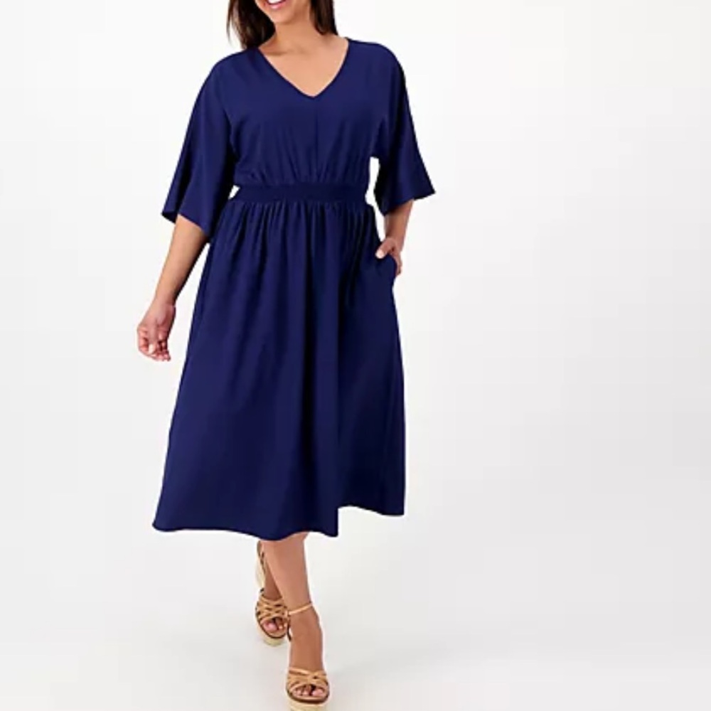 Girl With Curves Textured Woven Regular Caftan Dress, size large, with pockets